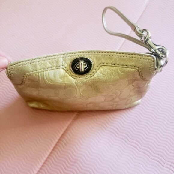 Coach Y2K Gold Leather Legacy Foldover Wristlet with Turn Lock Mini Bag - Picture 5 of 14